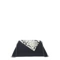 Black Leather Clutch Bag Unique Snakeskin Evening Purse Women's Handbag