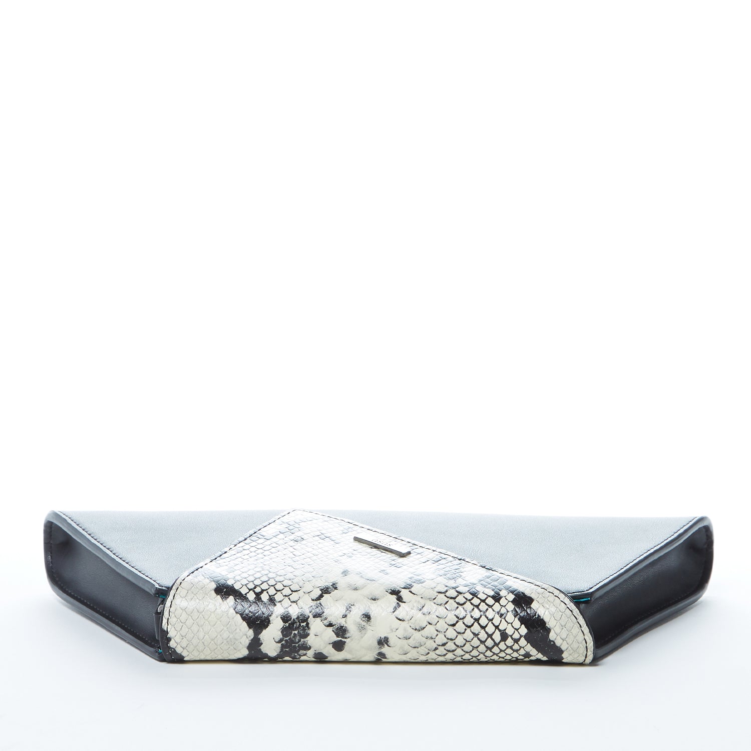 Black Leather Clutch Bag Unique Snakeskin Evening Purse Women's Handbag