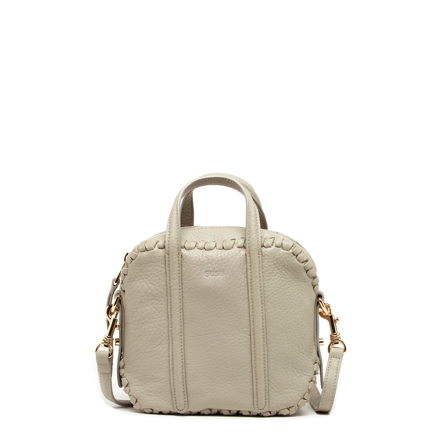 Leather Crossbody Bag Medium Size Women's Handbag Grayish Beige Purse