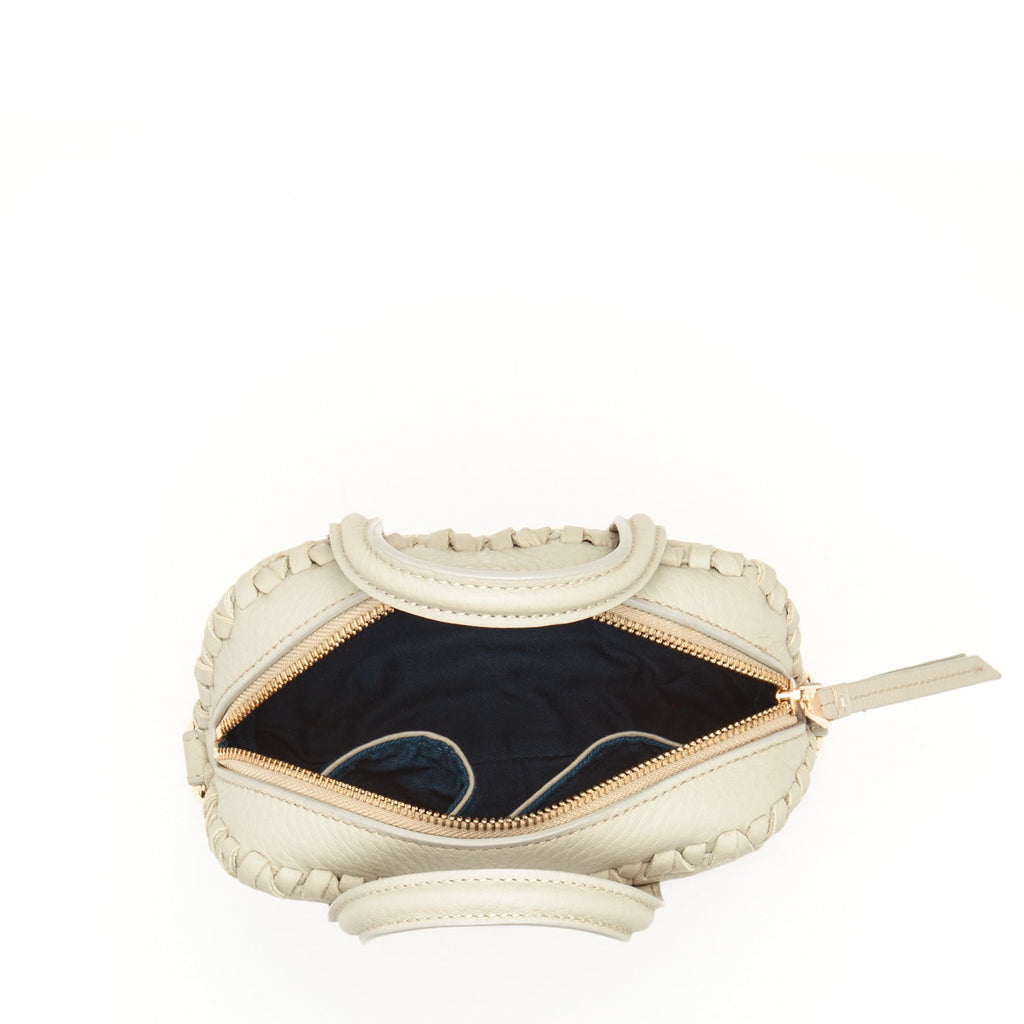 Leather Crossbody Bag Medium Size Women's Handbag Grayish Beige Purse