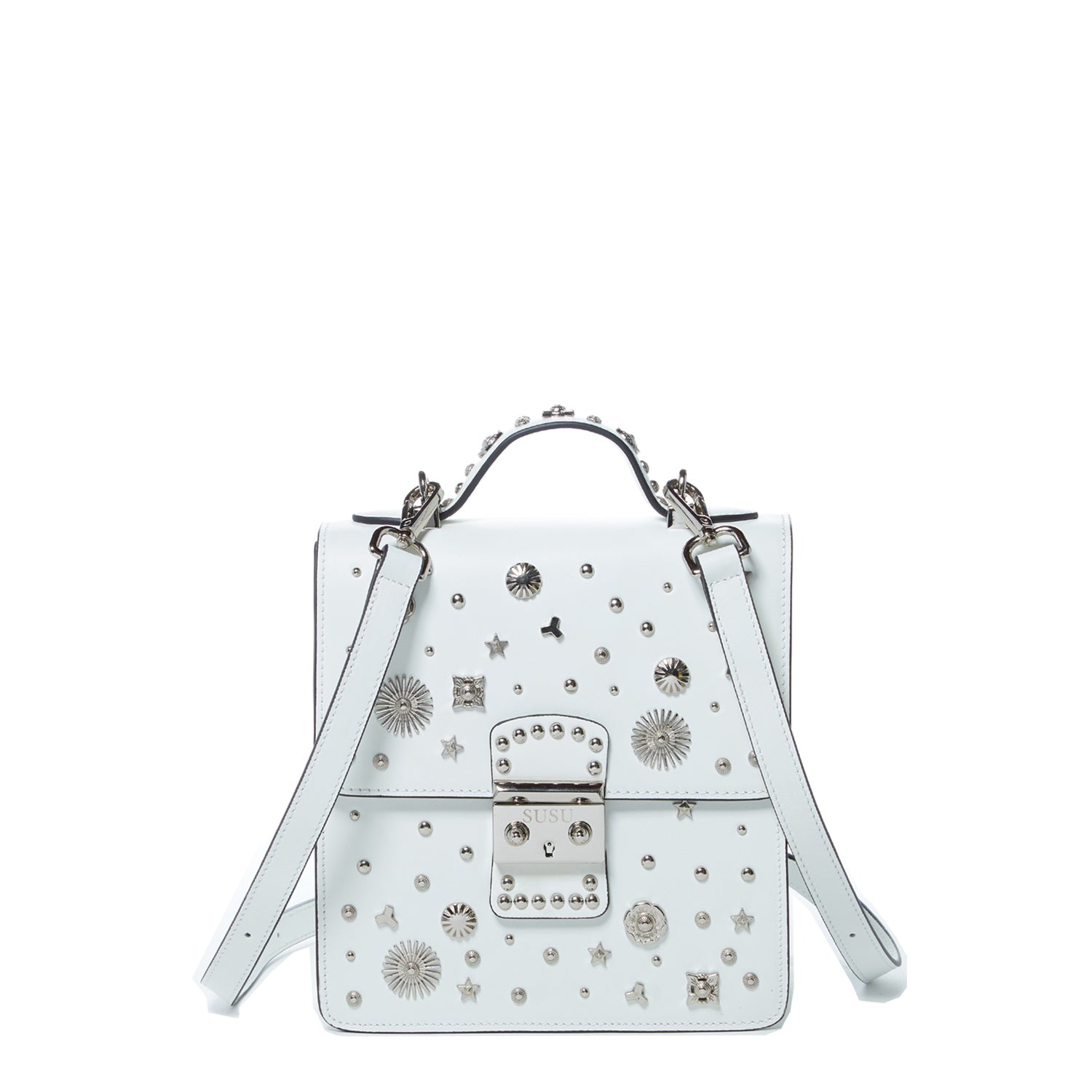 Convertible Leather Backpack Purse White Crossbody Bag
