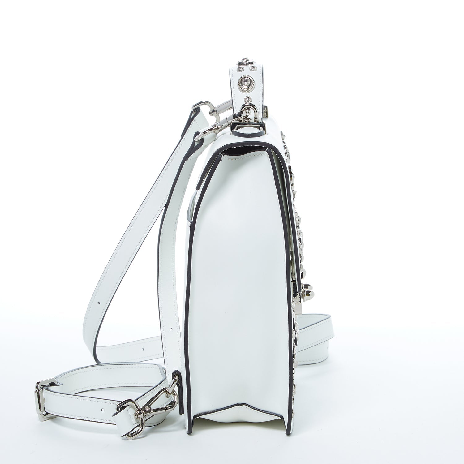 Convertible Leather Backpack Purse White Crossbody Bag