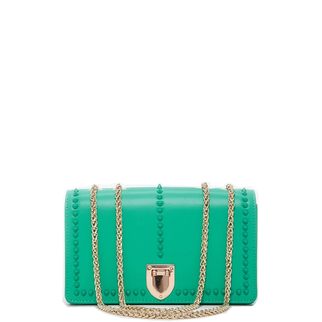 Josie Green Leather Bag with Chain Strap