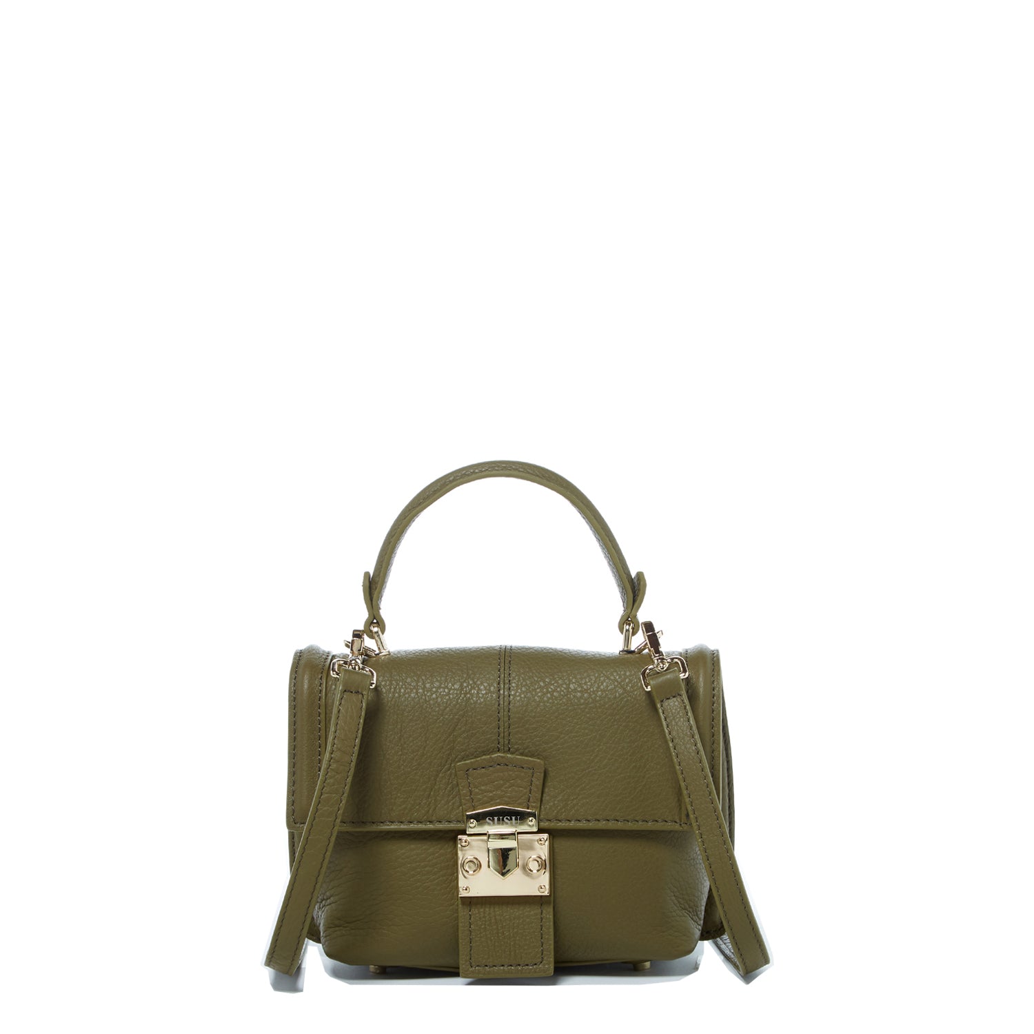 Leather Backpack for Women Convertible Crossbody Bag Olive Green Purse