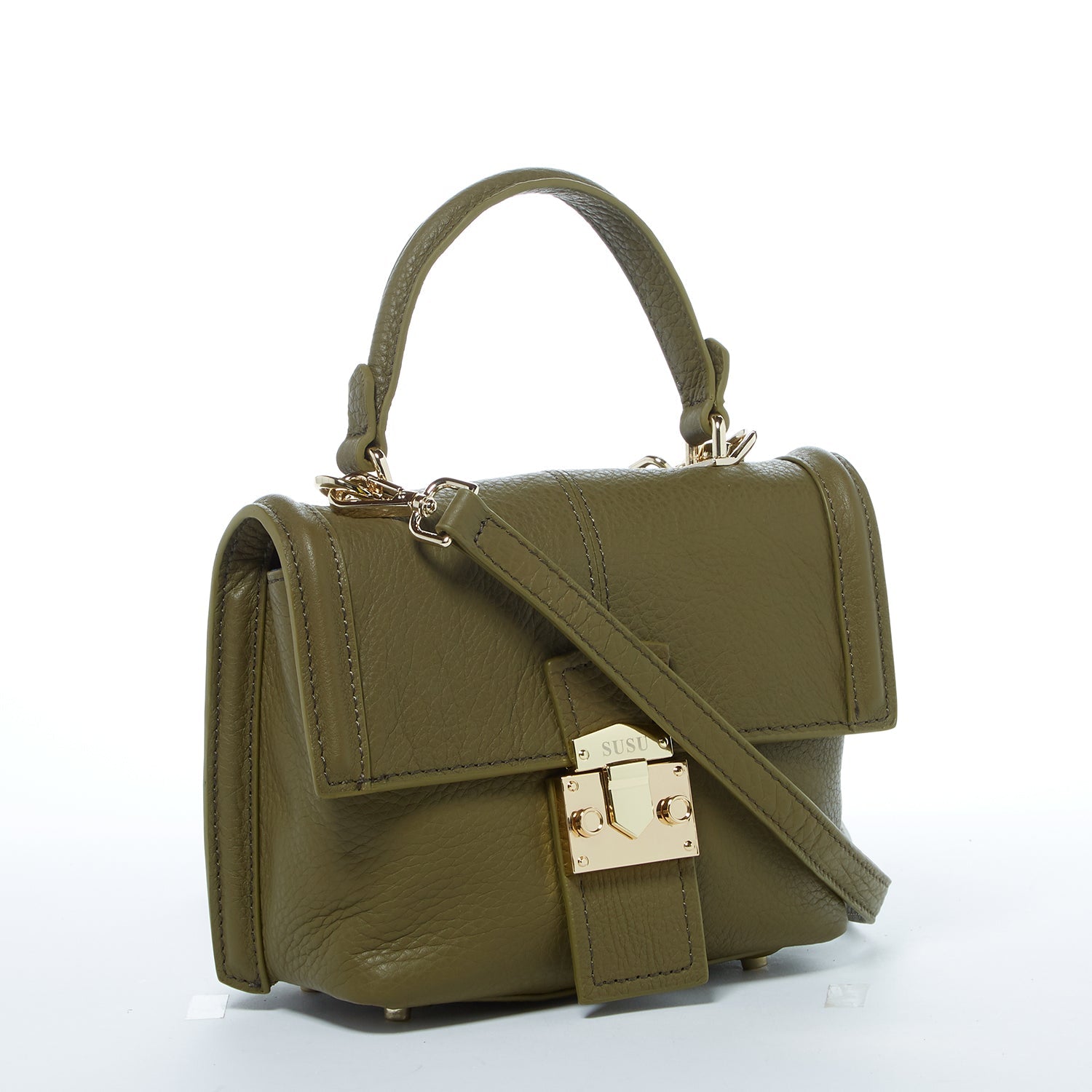 Leather Backpack for Women Convertible Crossbody Bag Olive Green Purse