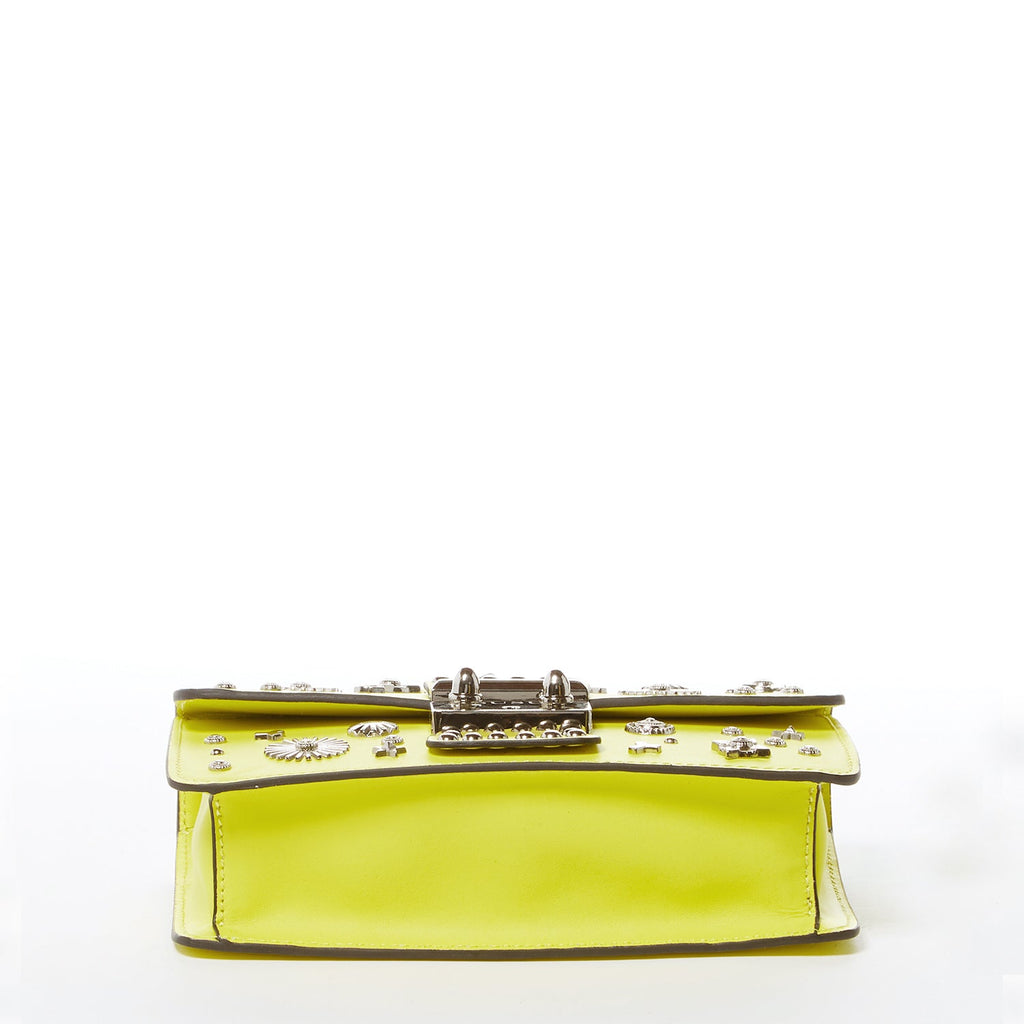 Bright Yellow Purse Studded Leather Crossbody Bag