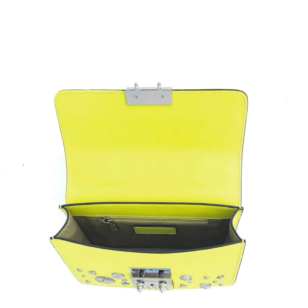 Bright Yellow Purse Studded Leather Crossbody Bag