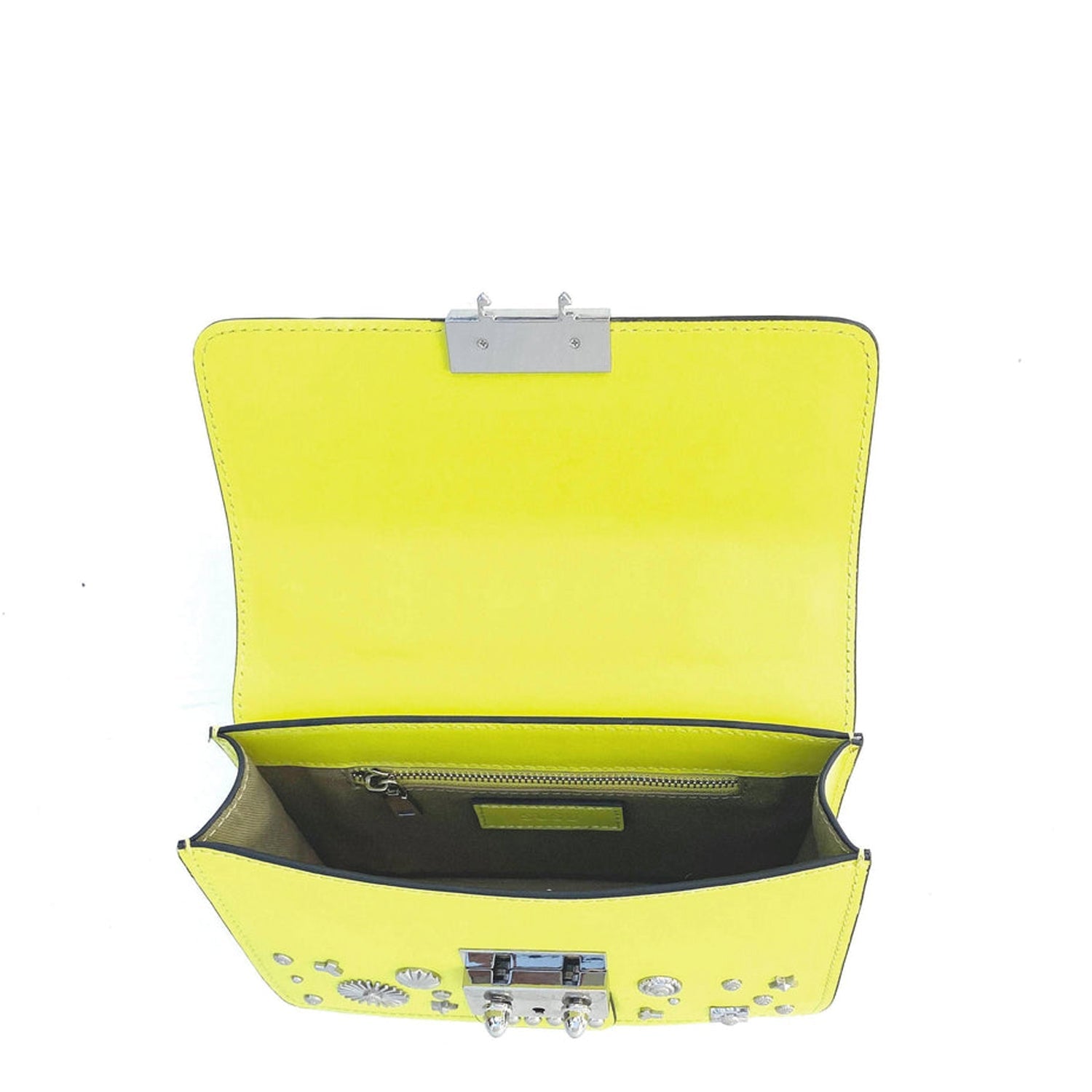 Bright Yellow Purse Studded Leather Crossbody Bag