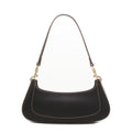 Leather Baguette Bag East West Black Purse