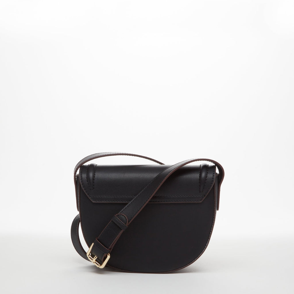Leather Saddle Bag Black Crossbody Purse