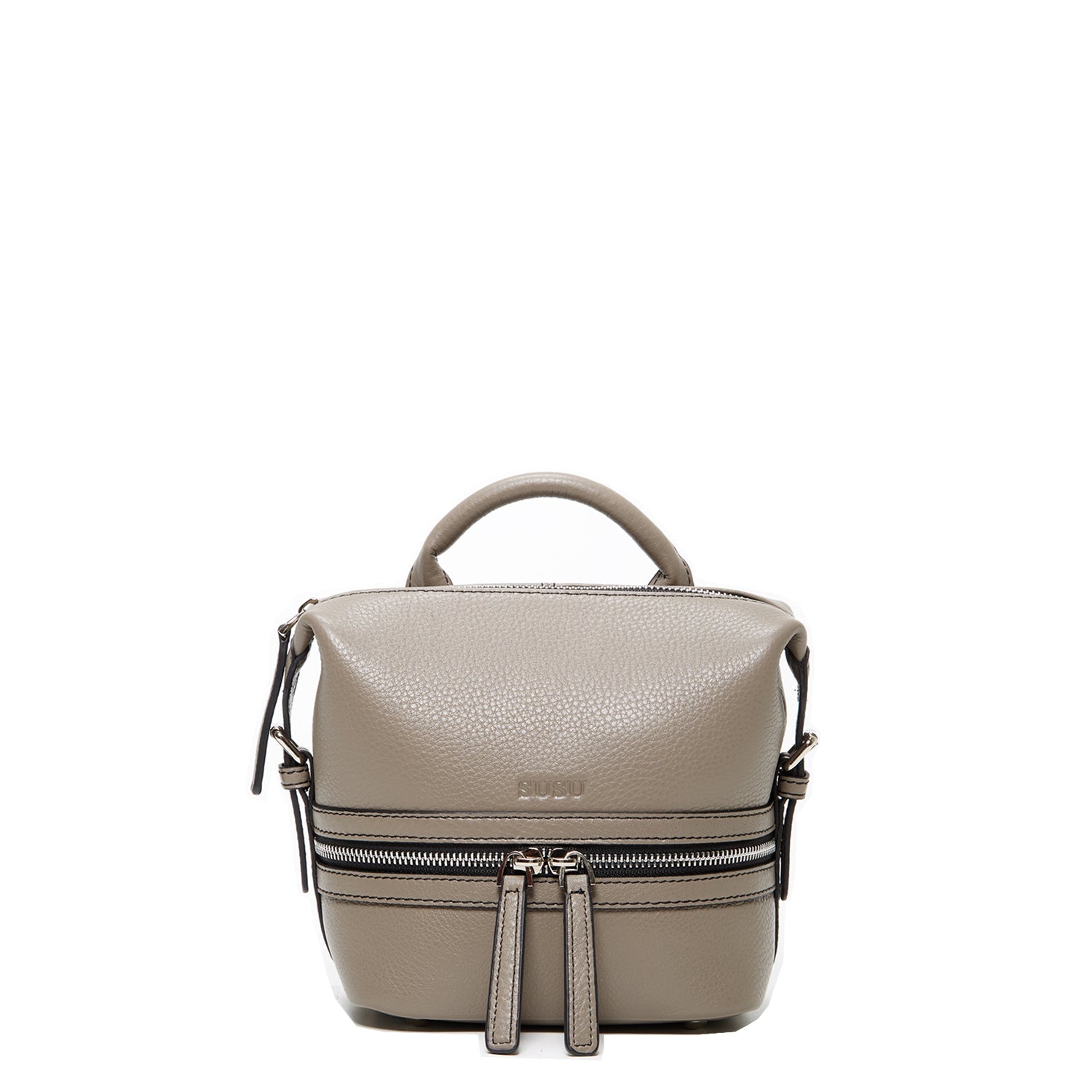 Gray Leather Backpack Purse for Women Convertible Crossbody Bag Medium Size with Front and Back Pockets