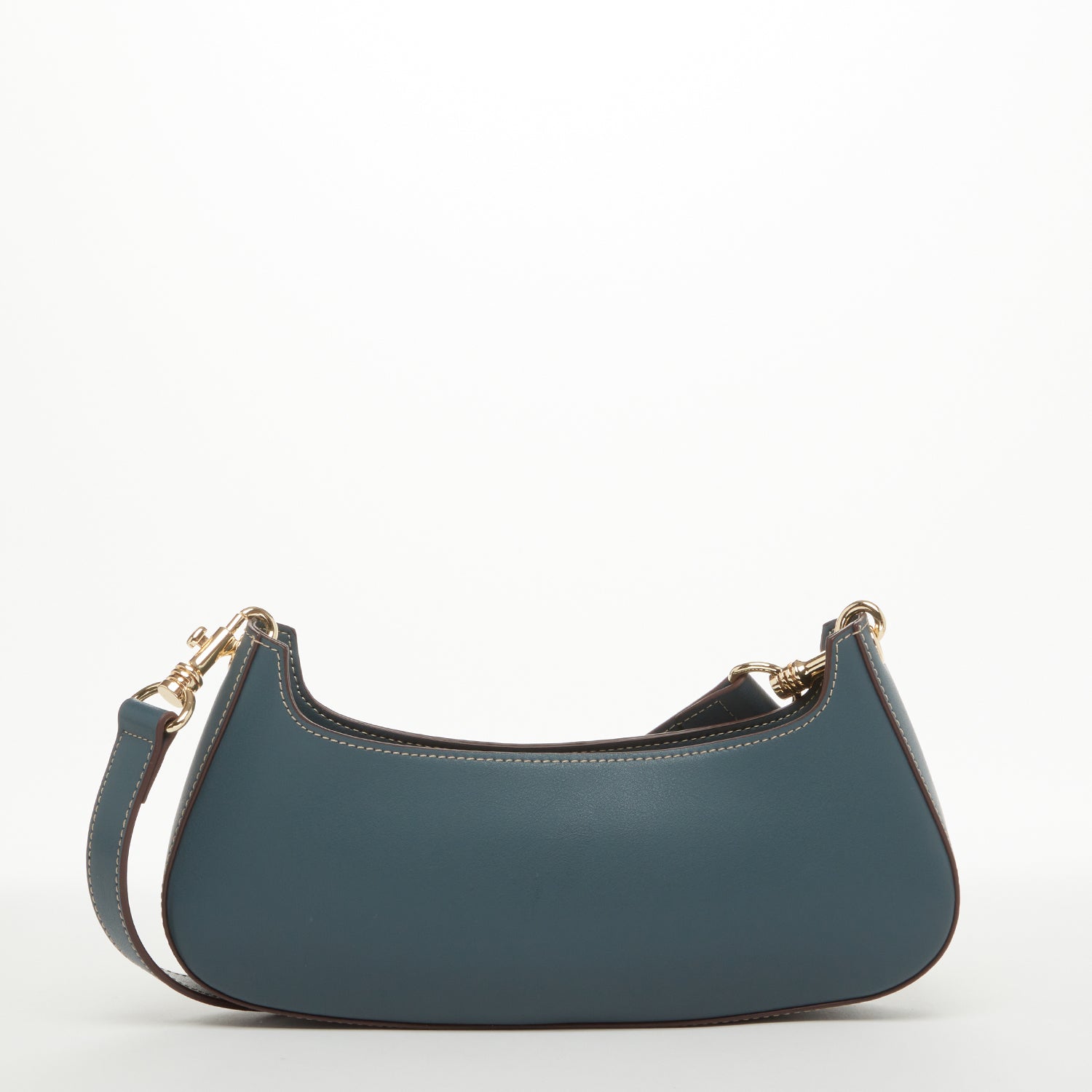 Leather Baguette Bag East West Handbag Blue