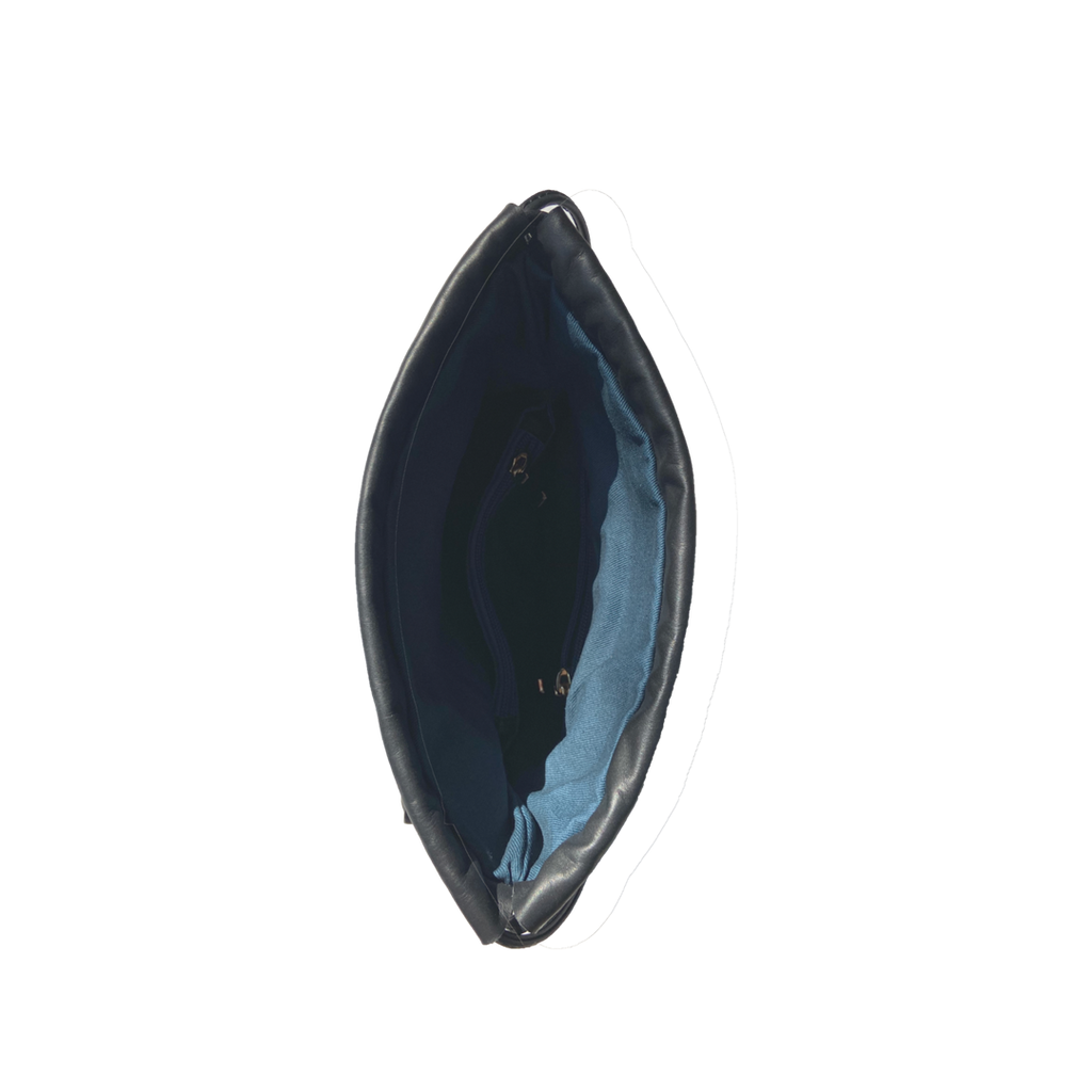 Leather Bucket Bag Leopard Black Purse Drawstring Design Medium Size Bag