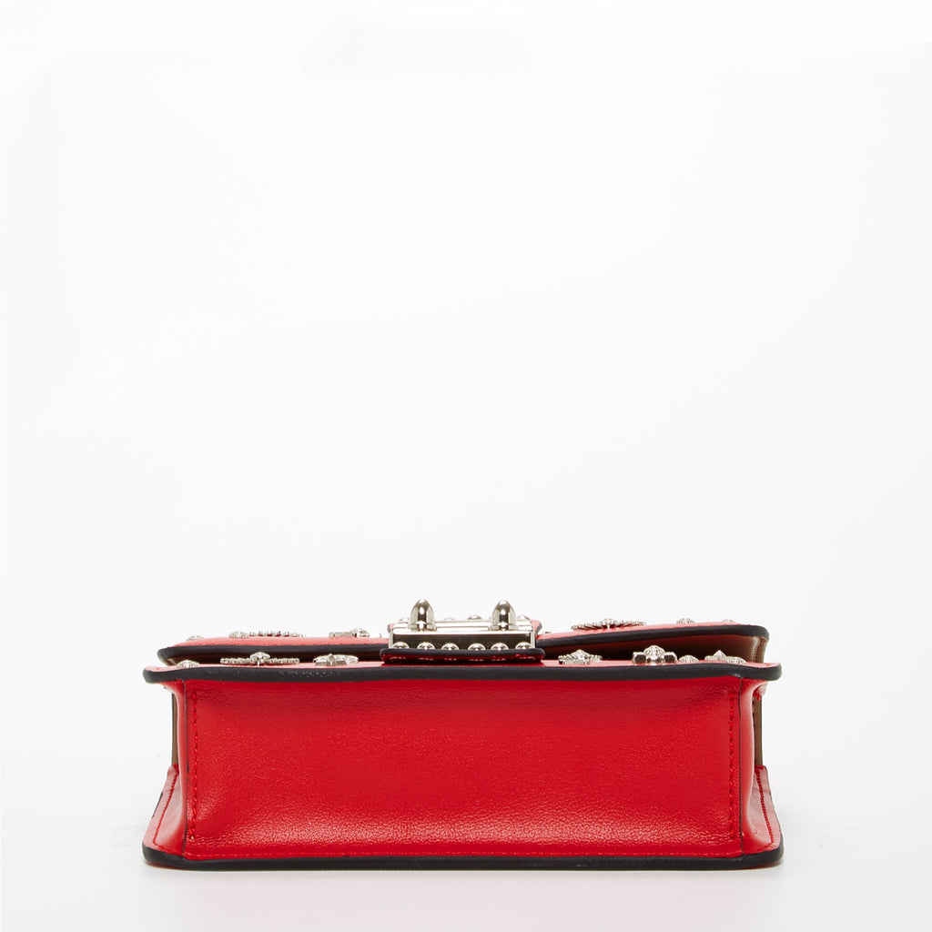 Studded Small Leather Crossbody Bag Red Purse